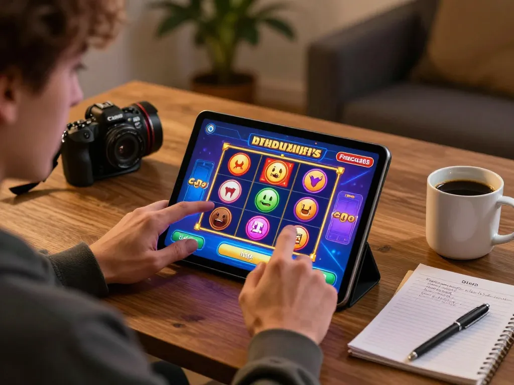 Player engaged in winning at a colorful slot machine interface on Freecuci365, showcasing fun home gaming.
