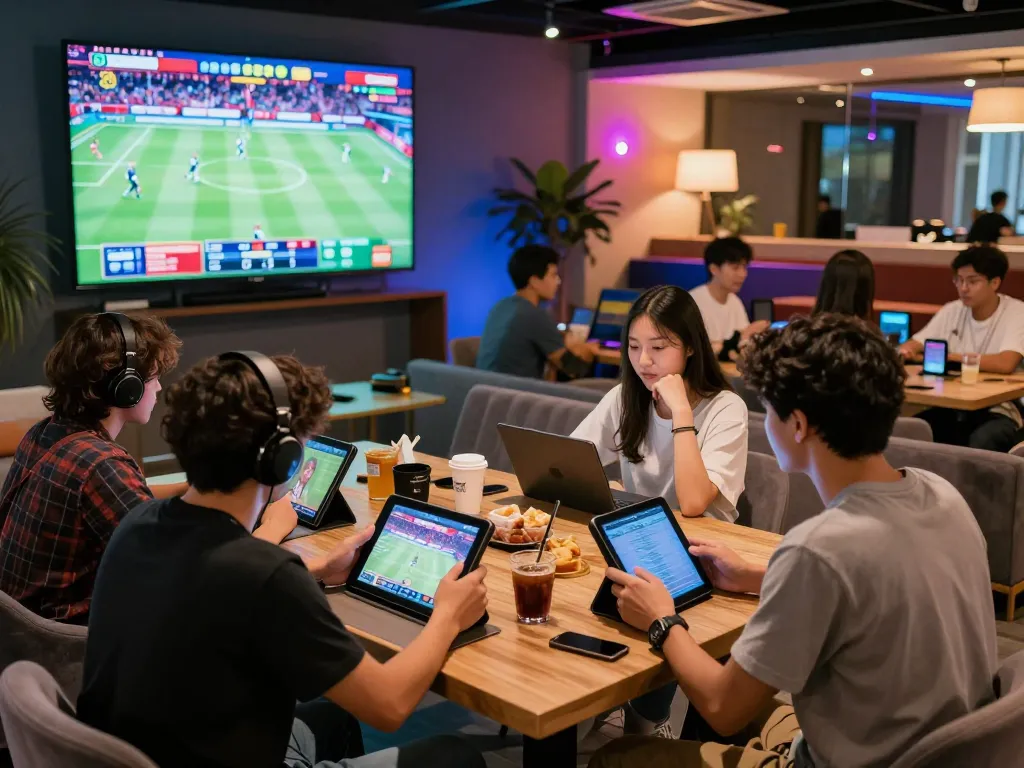Players enjoying diverse betting experiences at jun88.com in a lively gaming lounge