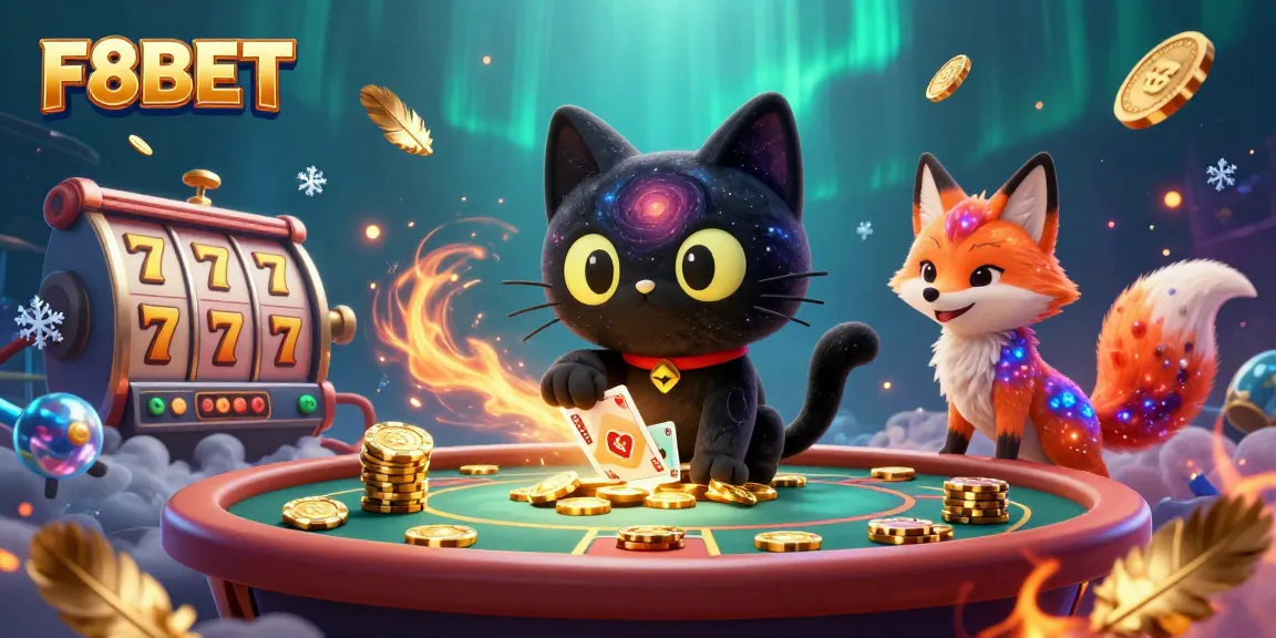Experience F8BET's cosmic casino magic with animated characters and vibrant gaming fun.