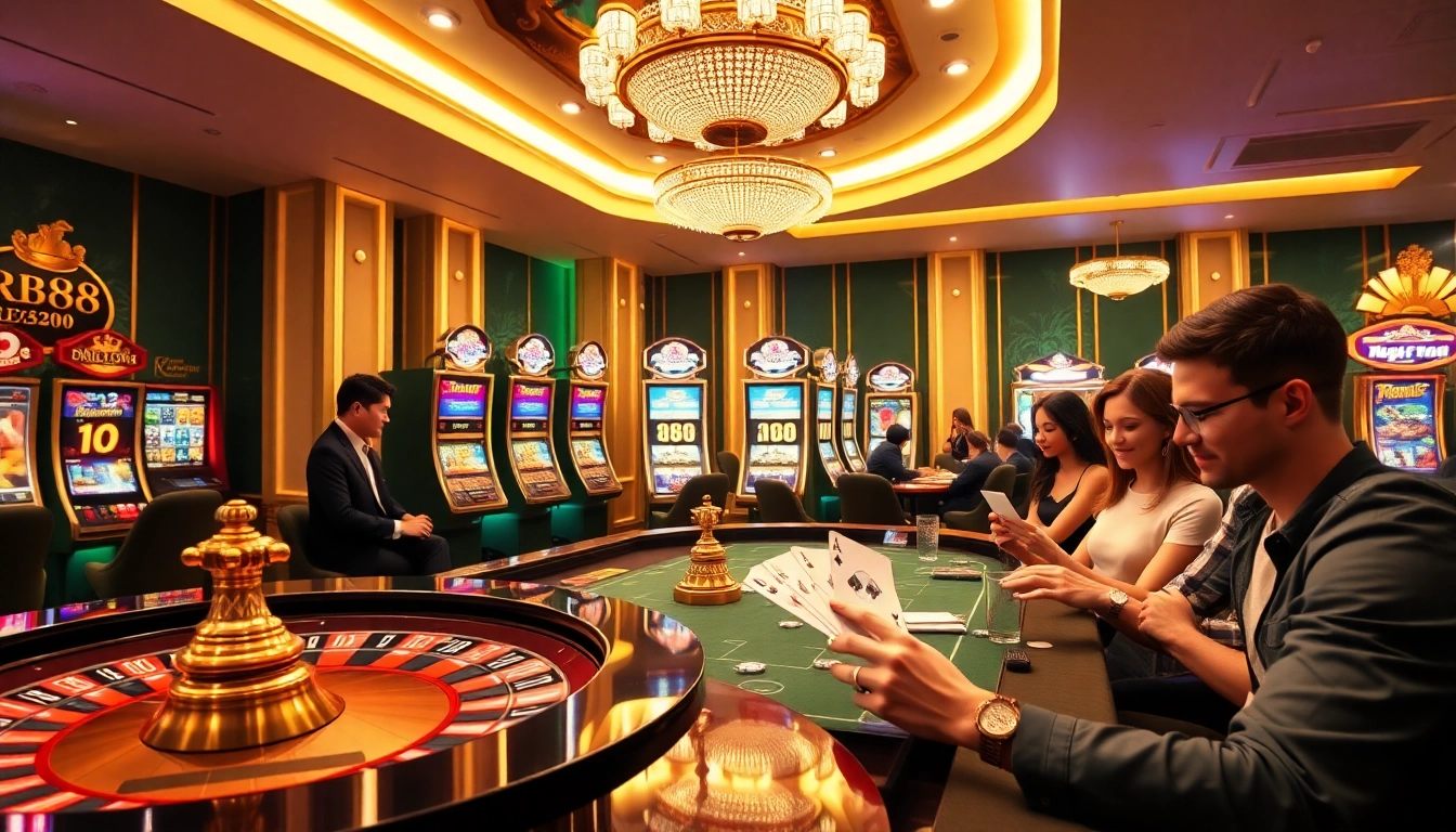 Experience the excitement of rr88 with players winning at a luxurious casino table.