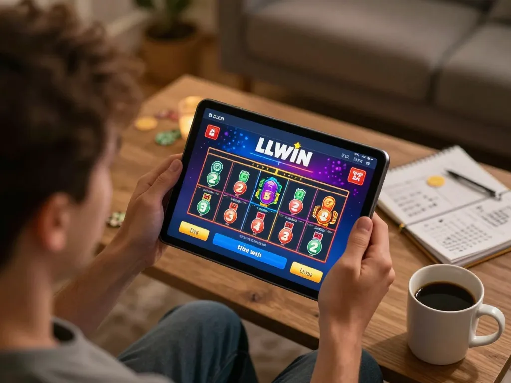 Engage in thrilling gaming with the LLWIN Download on your tablet while enjoying a cozy home atmosphere.
