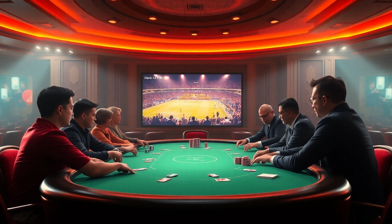 Experience thrilling real-time betting while watching ดูบอลสด at a luxurious casino setting.