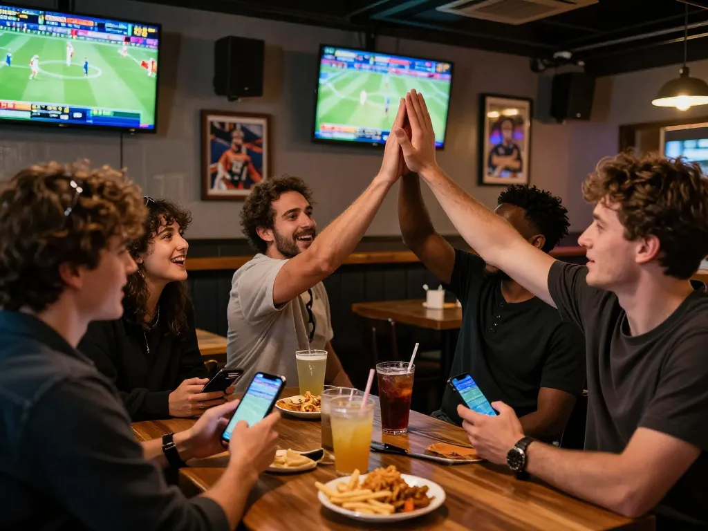 Betting action at KP88 as patrons enjoy live sports and place wagers at the bar.