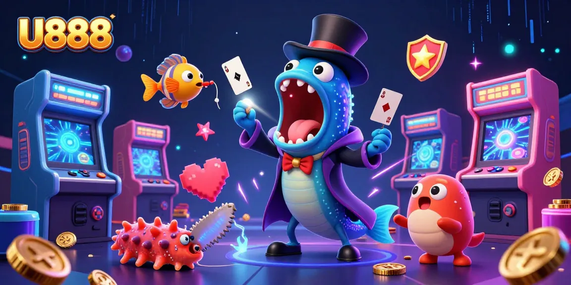 Experience thrilling card tricks with U888's deep-sea characters in vibrant casino adventure.