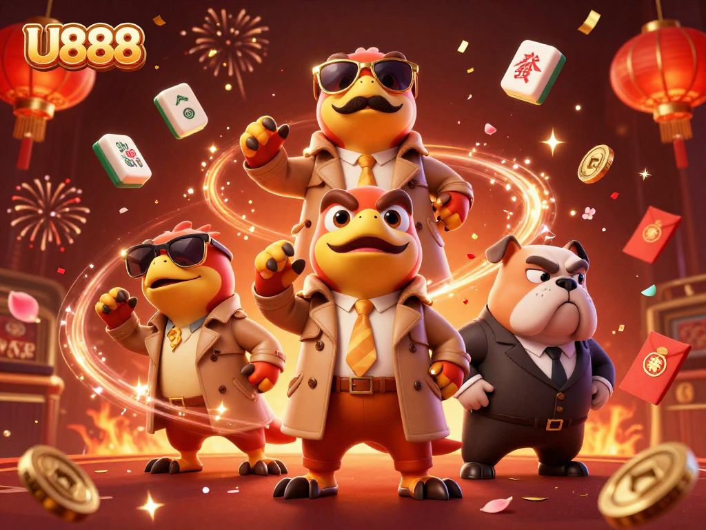 U888 raptors sneak into VIP casino with glitzy elements and festive atmosphere.