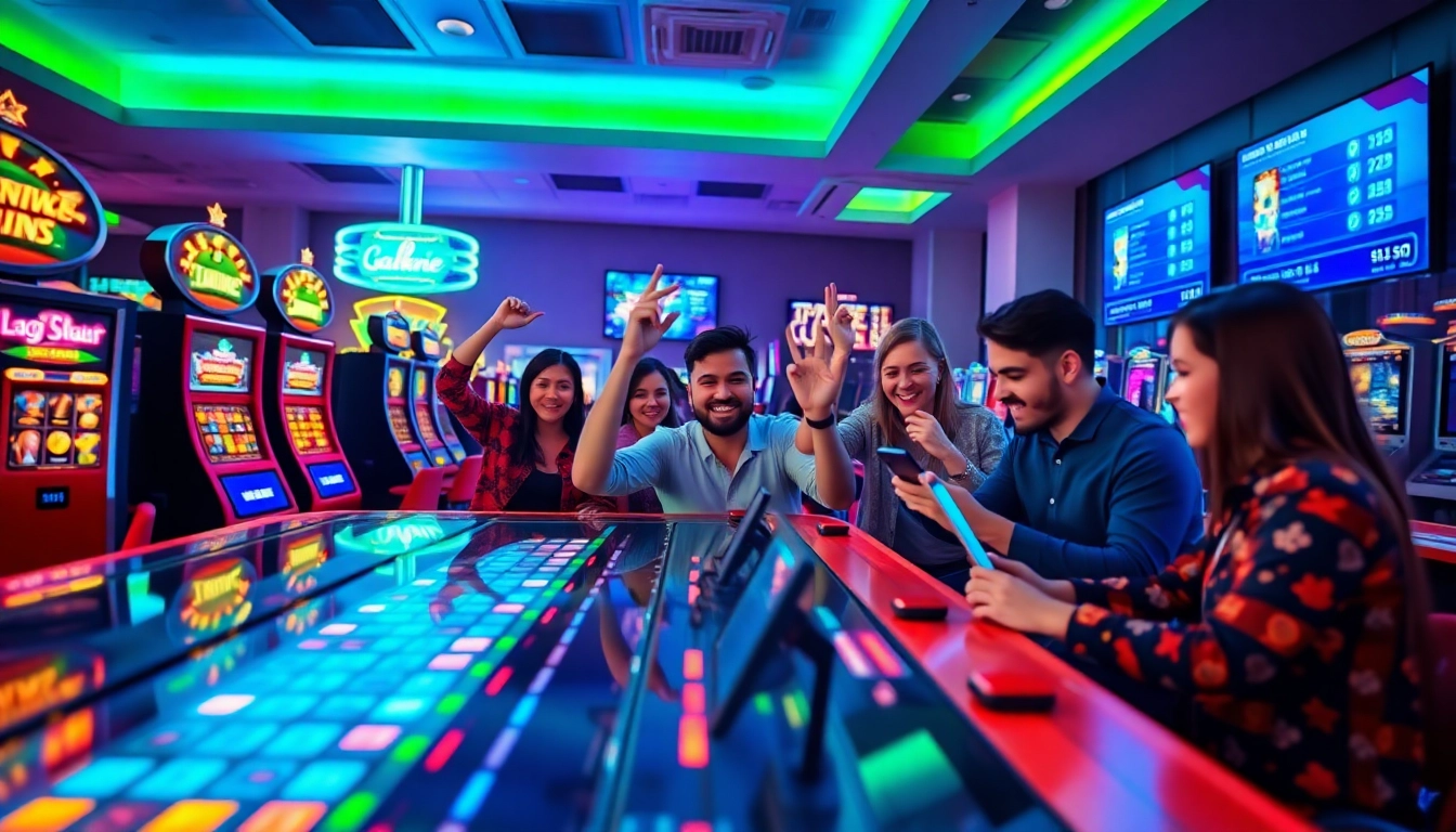 Exciting online gaming atmosphere at Rikvip showcasing players celebrating a jackpot win.