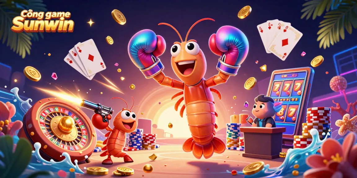 Experience the thrill of Cổng game Sunwin through colorful characters and dynamic casino elements.