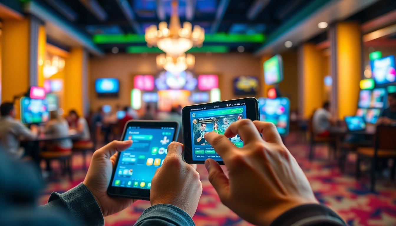Tải app ee88 on smartphone showcasing the engaging interface and exciting gaming experience.