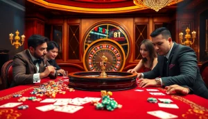 Players enjoying a thrilling game at 33win's luxurious online casino, capturing excitement and strategy.