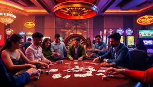 Playing poker at OK9 CASINO, showcasing vibrant chips and an exciting atmosphere.