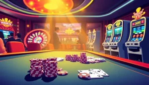 Experience thrilling poker action at Vaoluoi TV's top gambling scene with vibrant casino elements.
