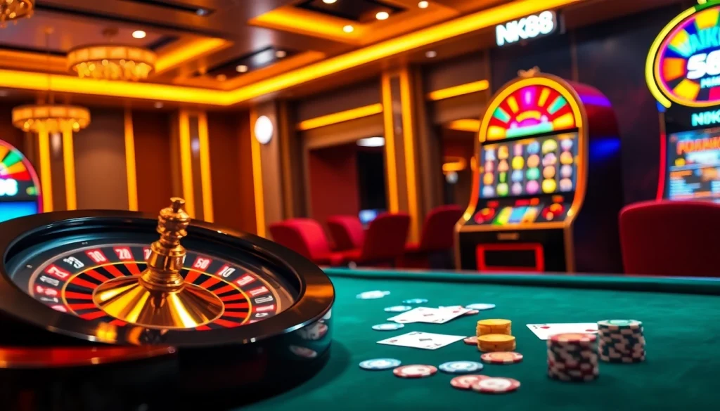 Engaged players at the NK88 game table enjoying a thrilling casino experience.