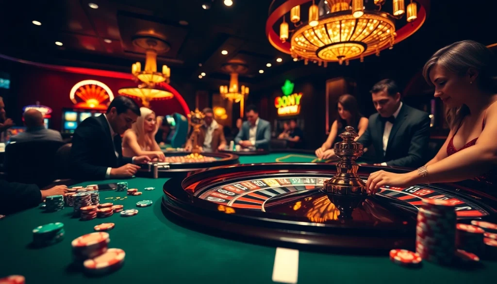 Players strategizing at the casino table, engaging in thrilling bets related to https://kjc.football/.