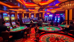 Players enjoying casino games with high stakes at hz88 tables in a vibrant atmosphere.
