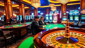 Experience the excitement at tt88.com with luxurious casino gaming tables and vibrant roulette wheels.