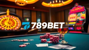 Experience the thrill of betting with 789BET at a luxurious poker table.